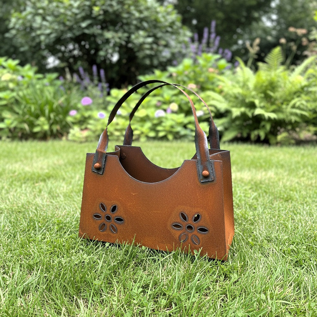 Dekotasche mit Blumenmuster und zwei Henkeln